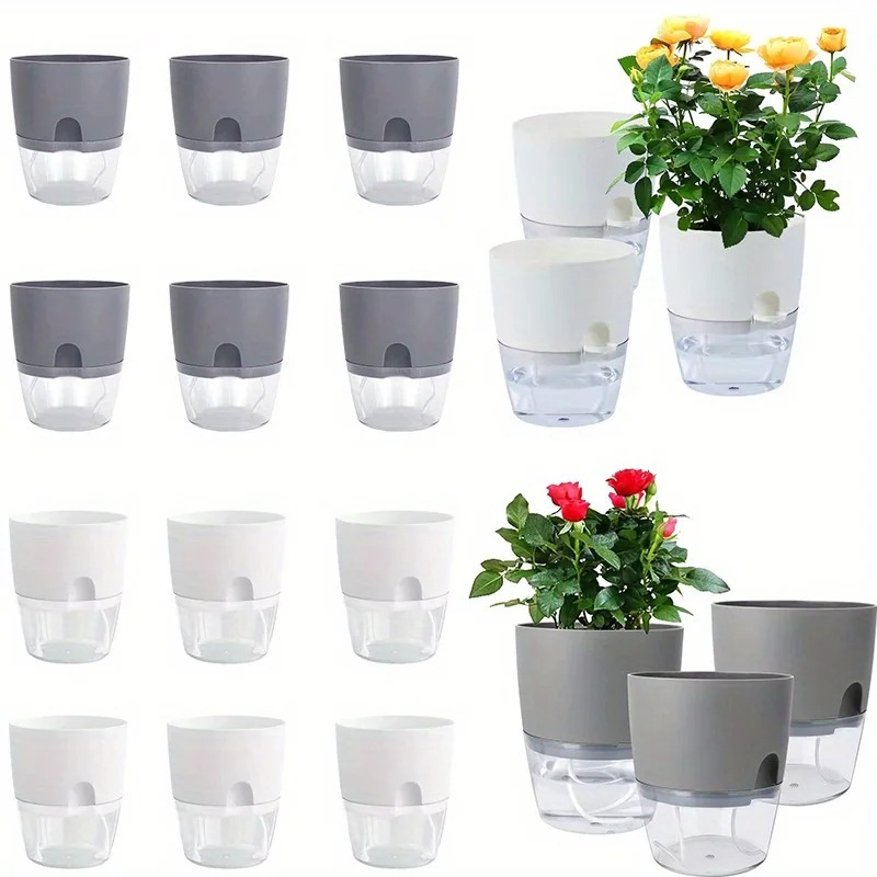 Aloe Vera Pot - 10/5 Buah Pot Bunga Plastik Penyiraman