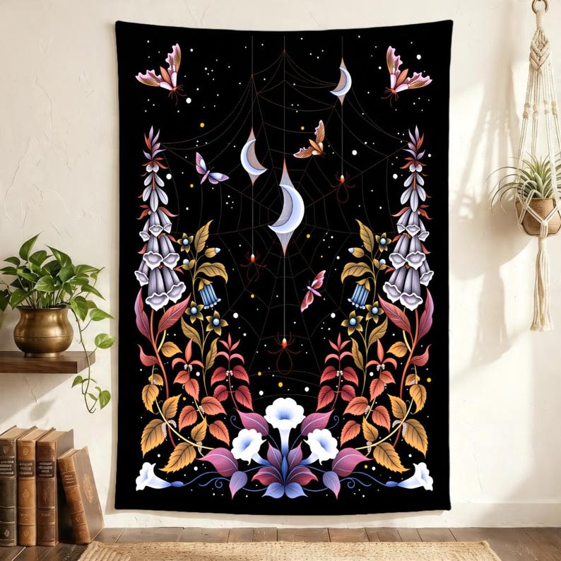 Tapestry Jaring Laba-laba Goth - Spider Plant Hanging ulasan dan harga