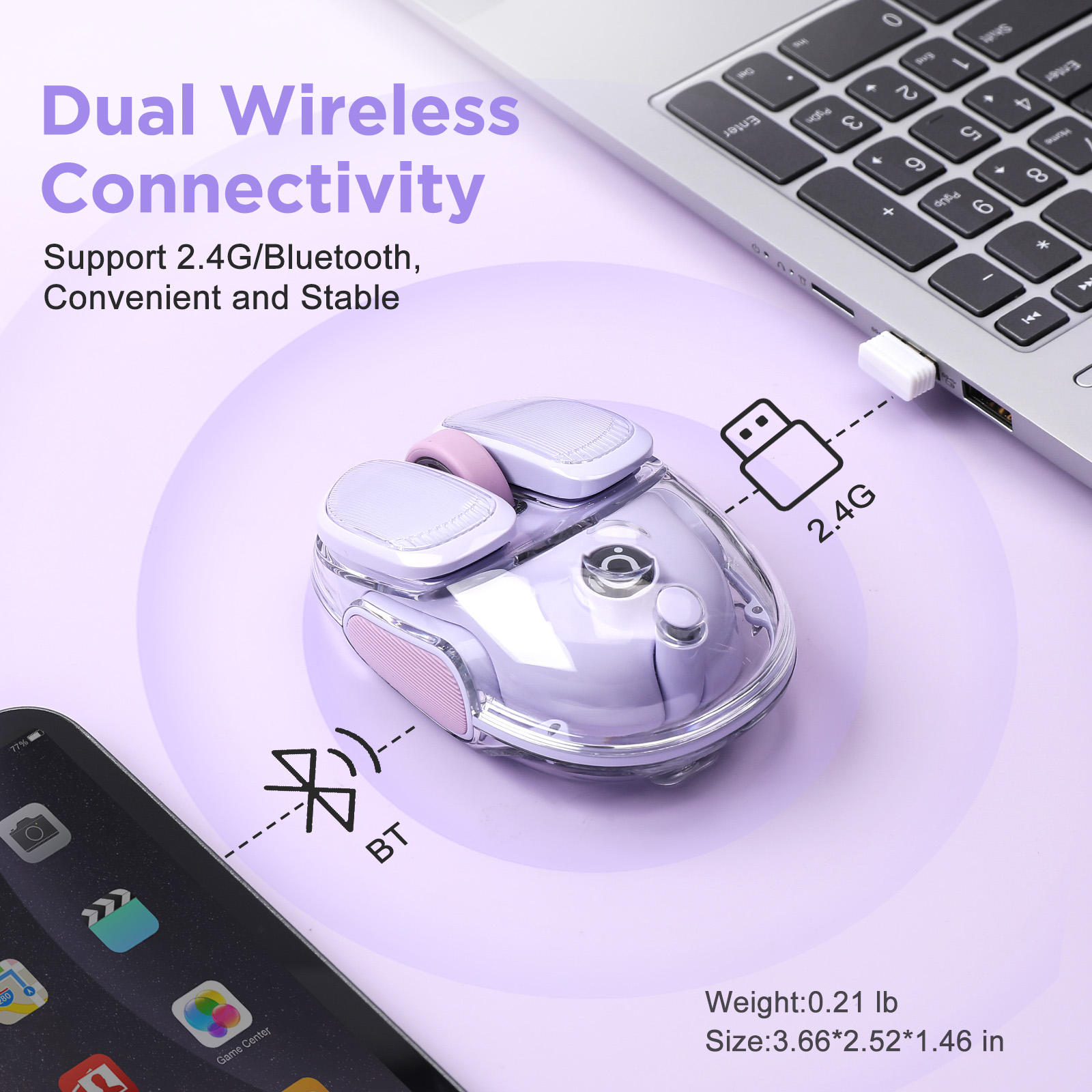 EWEADN Q9 Mouse RGB Nirkabel U - Tradescantia Purple ulasan dan harga